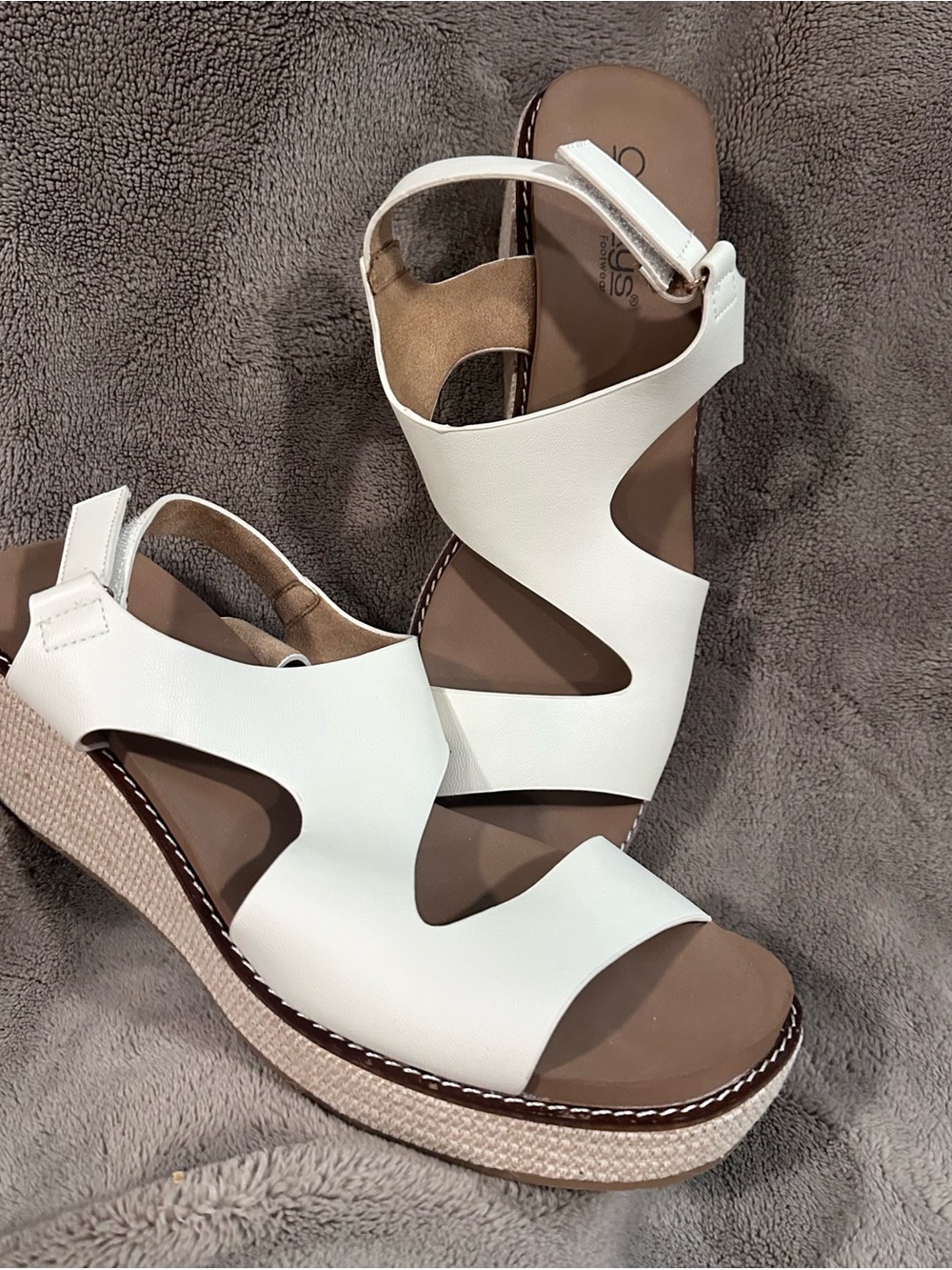 Corkys White Cutout Wedge Sandals